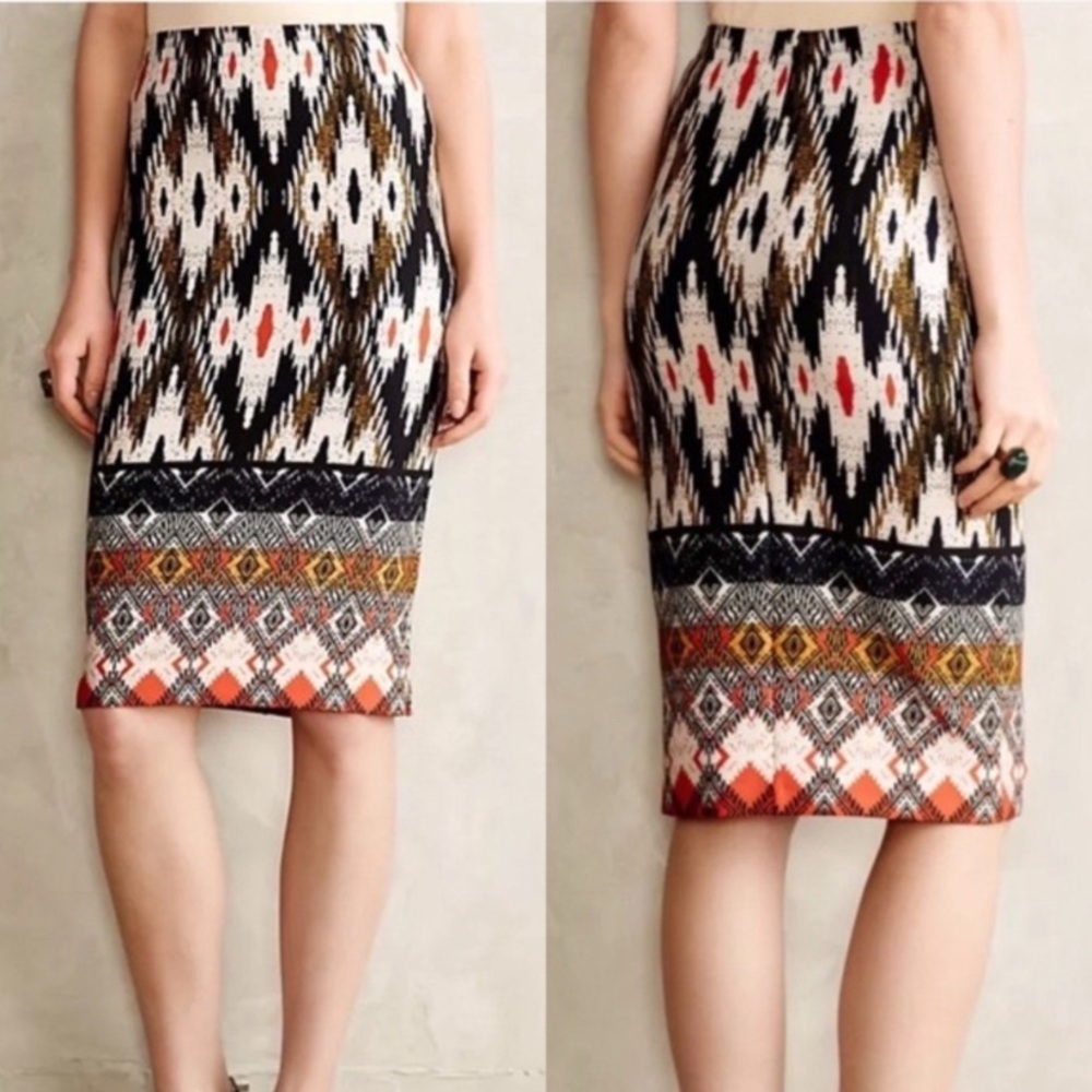 ANTHROPOLOGIE MAEVE Aztec Geometric Print Pencil Skirt Size S